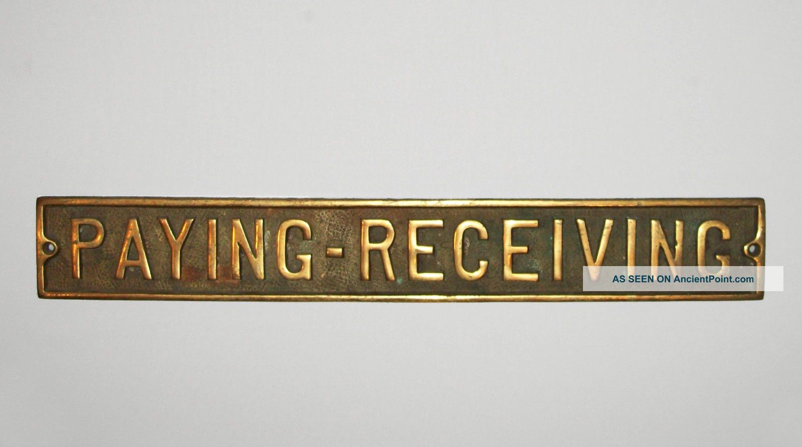 Antique 1910s Brass Merchants Personal Plate Sign Bronze Desk Door Cash Register Cash Register, Adding Machines photo