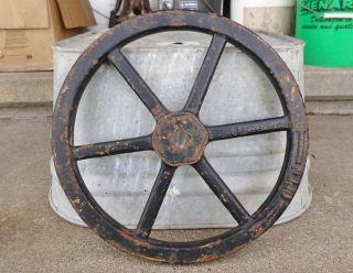Vintage Large Cast Iron Industrial Valve Handle Wheel Gear Steampunk Art photo