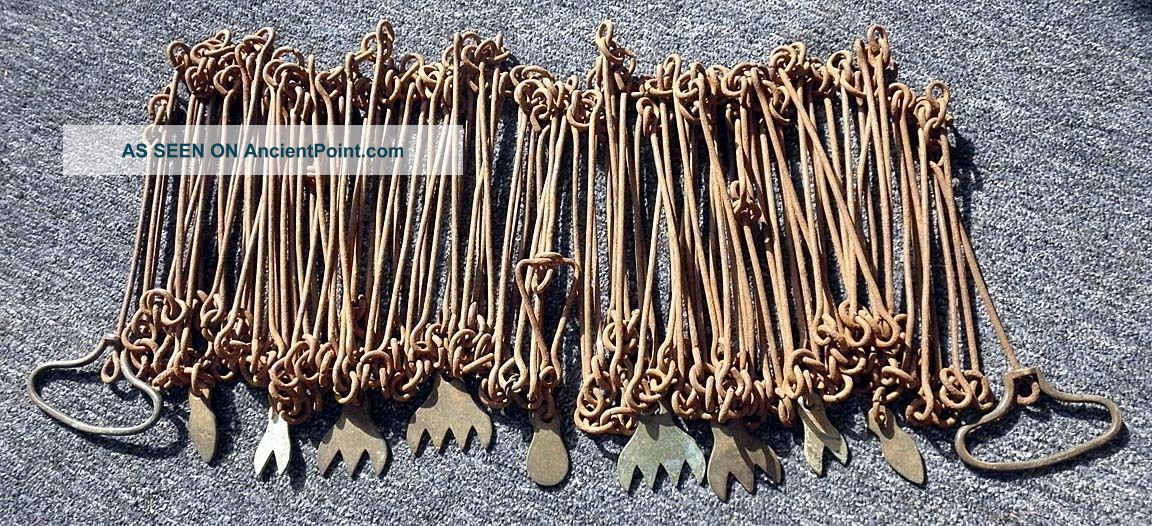66 Foot / 4 Pole Steel Land Surveyor Chain With 3 Spikes,  Unmarked,  Circa 1890 Engineering photo