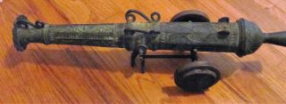 Huge Metal Decorative Cannon,  Measures 20 1/2 Inches,  Weighs Over 9 Pounds photo