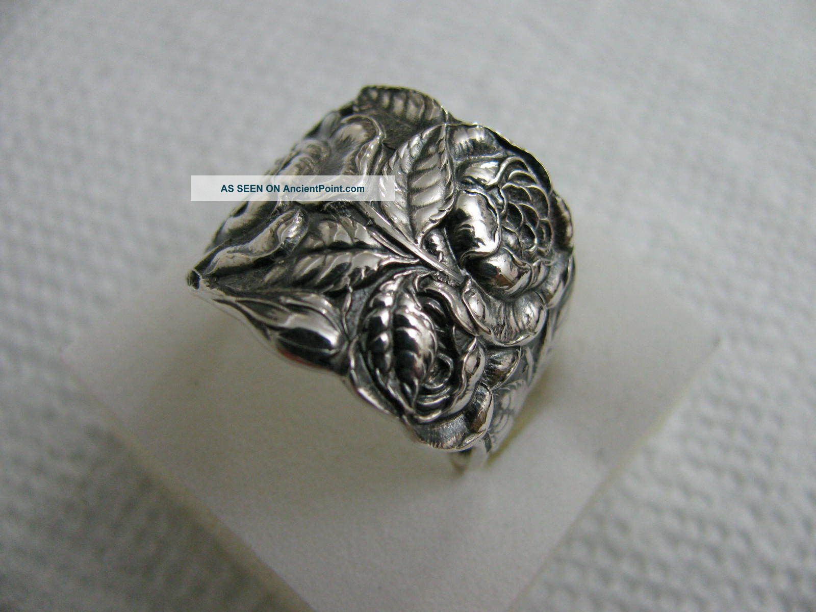 Watson Sterling Silver Spoon Ring S 9 3/4 Rose Floral Flower Jewelry 5011 Flatware & Silverware photo