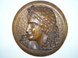 Antique Black Forest Hand Carved Wooden Wall Decoration With Head Of A Woman. photo