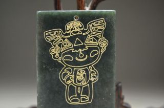 Chinese Delicate Hetian Jade Hand Carved Fuwa Nini Pendants Hh2 photo
