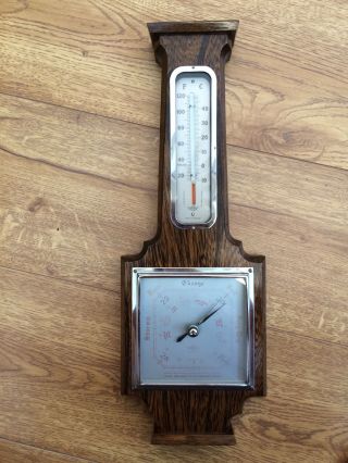 Vintage Art Deco Barometer & Thermometer Wooden Frame (800) photo