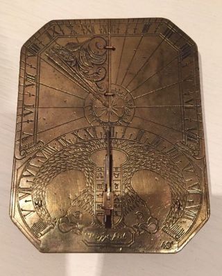Antique Brass Butterfield Type Pocket Sundial,  J.  Coggs Fecit, photo