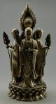 Collectible Decorated Old Handwork Tibet Silver Carved 4 Side Buddha Statue Other Chinese Antiques photo 3