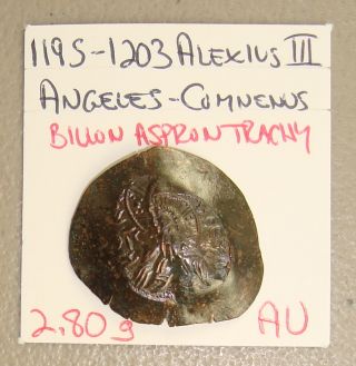 1195 - 1203 Alexius Iii Angeles - Comnenus Ancient Byzantine Billon Aspron Trachy Au photo