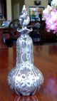Victorian Silver Overlay Decanter/ Bottle & Spiral Stopper Decanters photo 4