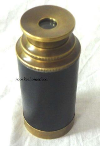 Collectible Antique Finish Brass Telescope With Stylish Wooden Box photo