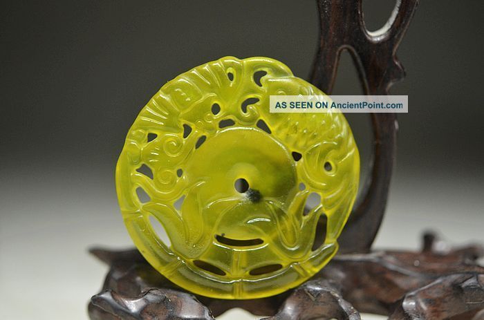 Delicate Chinese Old Jade Skillfully Carving Hollow Out Fish Jade Pendant Yy1 Necklaces & Pendants photo