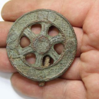 Ancient Viking Bronze Fibula Brooch Men ' S Jewelry 34g photo