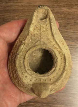 Late Roman / Byzantine.  Terracotta Oil Lamp From The Holy Land. photo