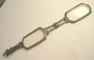Antique Victorian Lorgnette Opera Fold Glasses Spectacles Sterling Silver photo