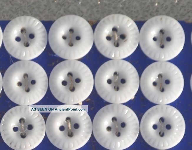 12 White Pie Crust China Buttons On Card 7/16 