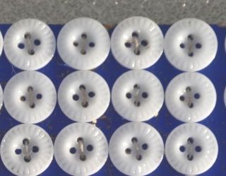 12 White Pie Crust China Buttons On Card 7/16 