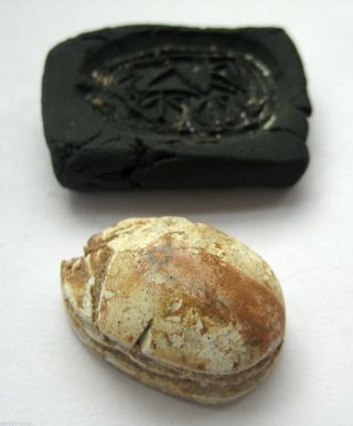 Huge Circa.  1000 B.  C Ancient Egypt Steatite Scarab Beetle Amulet Seal Pendant photo