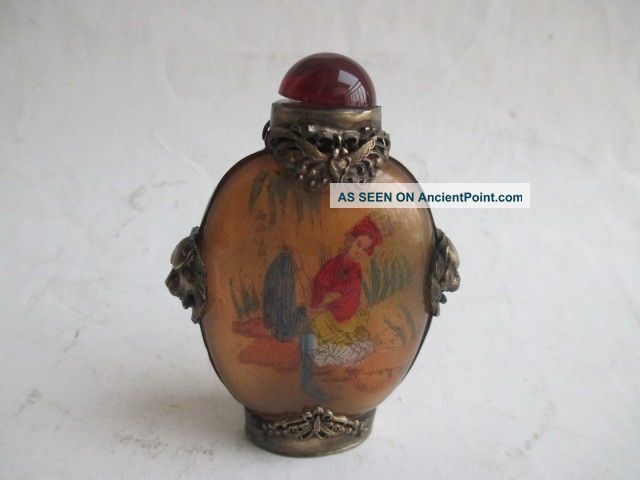 In Ancient China,  Ancient Silver Glass Snuff Bottle Beauty Xi Shi Other Antique Chinese Statues photo