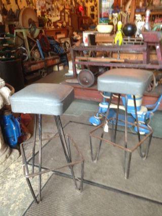 Frederick Weinberg Design Hair Pin Leg Bar Stools Atomic Mid Century photo