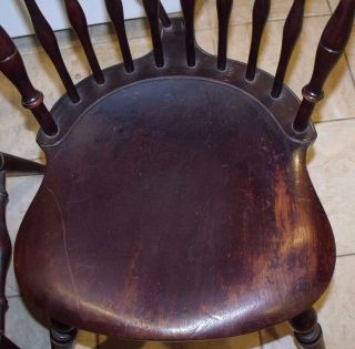 2 Antique Brace Back Windsor Side Dining Chairs photo