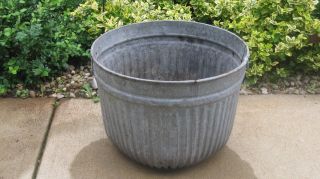 Large 21 X 15 Vintage Galvanized Metal Wash Tub Garden Planter No Dents photo