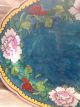Antique Chinese Hand - Painted Serving Scalloped Edge Floral Aqua - Blue Platter Plates photo 1