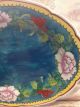 Antique Chinese Hand - Painted Serving Scalloped Edge Floral Aqua - Blue Platter Plates photo 3
