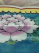 Antique Chinese Hand - Painted Serving Scalloped Edge Floral Aqua - Blue Platter Plates photo 5
