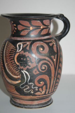 Ancient Greek Red Figure Pottery Oniochoe Mug 4th Century Bc Wine Jug photo