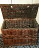 Antique Wicker Market Basket Fr Madeira Spain Hinged Lid French Style Train Case Primitives photo 3
