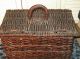 Antique Wicker Market Basket Fr Madeira Spain Hinged Lid French Style Train Case Primitives photo 4