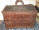 Antique Wicker Market Basket Fr Madeira Spain Hinged Lid French Style Train Case Primitives photo 6