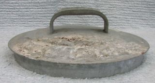Primitive Old Farm Water Butter Milk Cream Pail Galvanized Tin Lid Only S/h photo