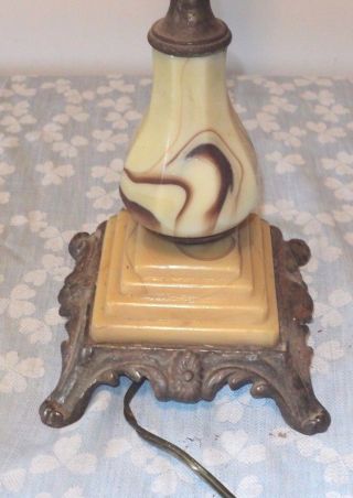 Antique Akro Agate Based Table Lamp,  26 Inches Tall photo