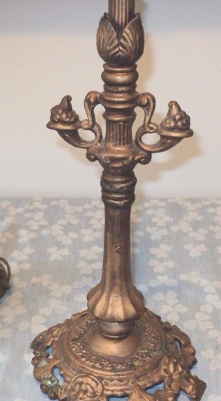 Antique Metal Based Table Lamp,  16 Inches Tall,  Base 6 1/2 By 6 1/2 photo