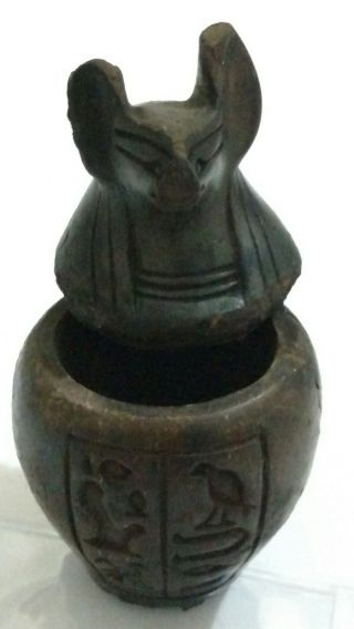 Ancient Egyptian Faience Canopic Jar 67.  4 Gm 300 Bc Rare photo