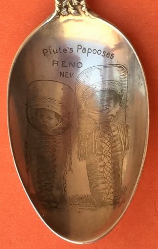 Rare Indian Piute’s Papooses Reno Nevada Sterling Silver Souvenir Spoon Gorham photo