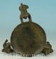 Old Bronze Handmade Carved Cat Statue Lampstand Oil Lamp In Other Chinese Antiques photo 2
