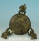 Old Bronze Handmade Carved Cat Statue Lampstand Oil Lamp In Other Chinese Antiques photo 3