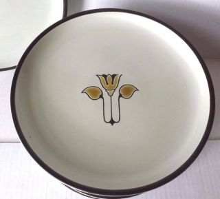 Ten 1970 ' S Denby Kimberly Brown And Gold Tulip 10 In.  Dinner Plates photo