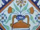 A Very Old Dutch Delft Tile With Flower - Pot In Diamond, , Tiles photo 1