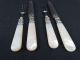 C1839 2 Antique Sterling Silver Collar Mother Of Pearl Handled Cutlery Sheffield Sterling Silver (.925) photo 1