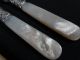 C1839 2 Antique Sterling Silver Collar Mother Of Pearl Handled Cutlery Sheffield Sterling Silver (.925) photo 2