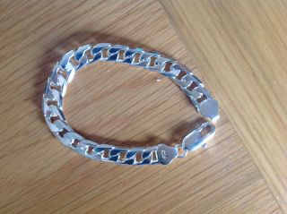 A Really Lovely Mens 8 Ins 925 Silver Chaln Link Bracelet photo