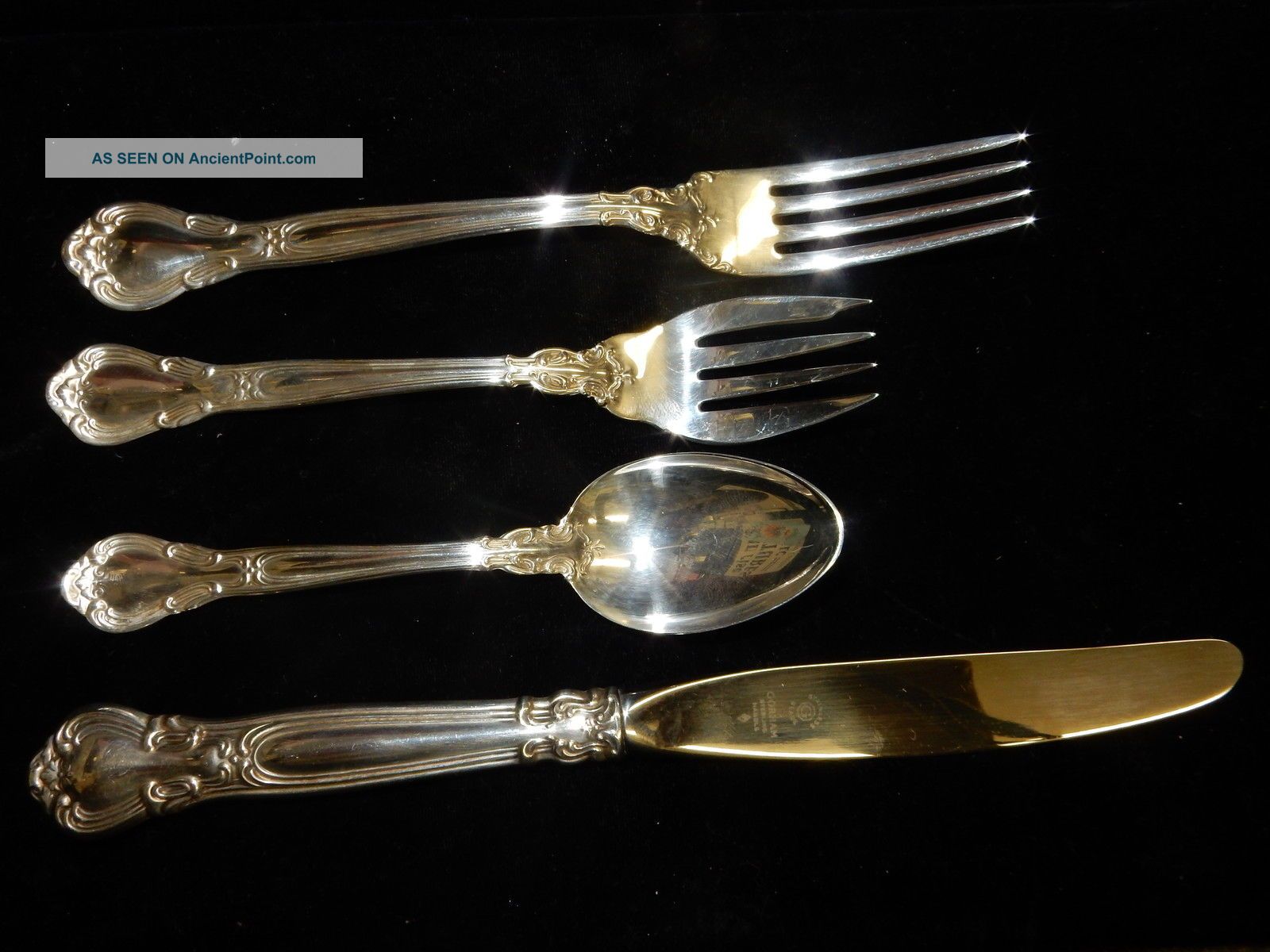 Vintage Gorham Chantilly 4 Pc Place Setting Sterling Silver No Monogram Flatware & Silverware photo
