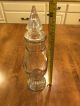 Vintage Wheaton Clear Apothecary Jar Ribbed Finial Lid Candy Jar 12.  75 