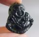 Collectibles Black Green Jade Hand Carved Smiling Buddha Pendant Necklaces & Pendants photo 1