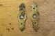 Rare Late 18th C American Brass Jamb Hooks With Back - Plates Primitives photo 9