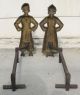 Antique Vintage C1910 Brass And Cast Iron Dutch Boy And Girl Andirons Fire Dogs Hearth Ware photo 1