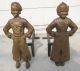 Antique Vintage C1910 Brass And Cast Iron Dutch Boy And Girl Andirons Fire Dogs Hearth Ware photo 5