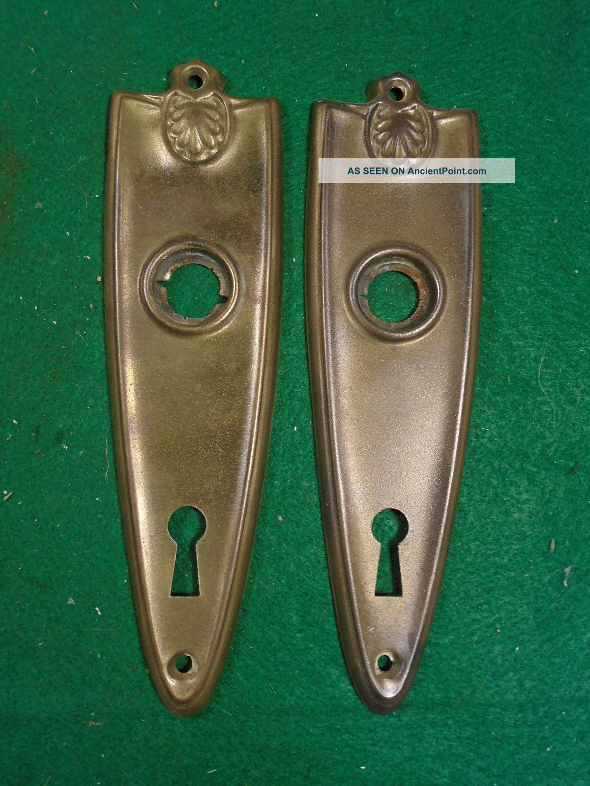 Salvaged Art Deco Stamped Steel Backplates - (1593 - K) Door Plates & Backplates photo